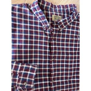 Foundry Men's Button Down Shirt Plaid Maroon Size 3xl Big And Tall Long Sleeve